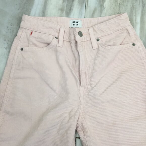 Aritzia Sunday Best High Rise Light Pink Corduroy Jean 2 - Picture 5 of 10